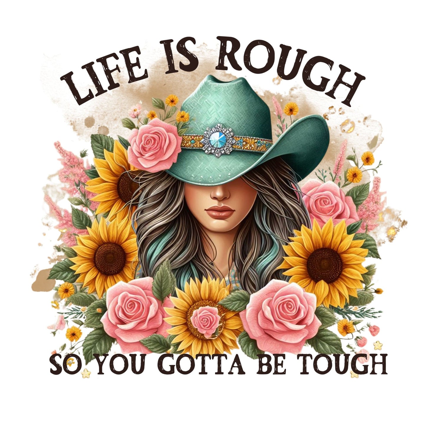 UV DTF Sticker print. Life is rough cowgirl decal, tumbler decal, permanent sticker. Uv wrap for glass can tumbler. #4137