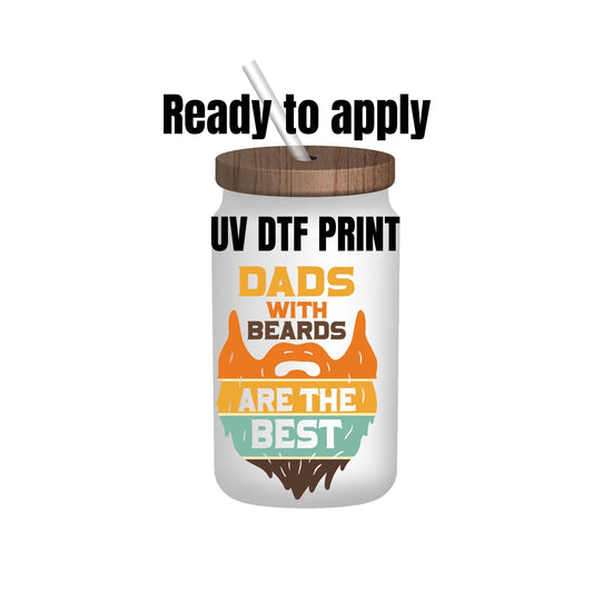 UV DTF Sticker print. Dads with beards decal, tumbler decal, permanent sticker. Uv wrap for glass can tumbler. #4140