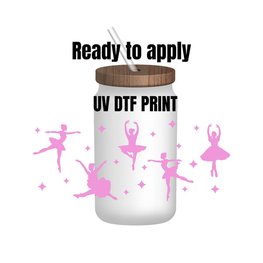 UV DTF Sticker print. Ballet dancer wrap decal, tumbler decal. UV wrap for glass can tumbler. #5115