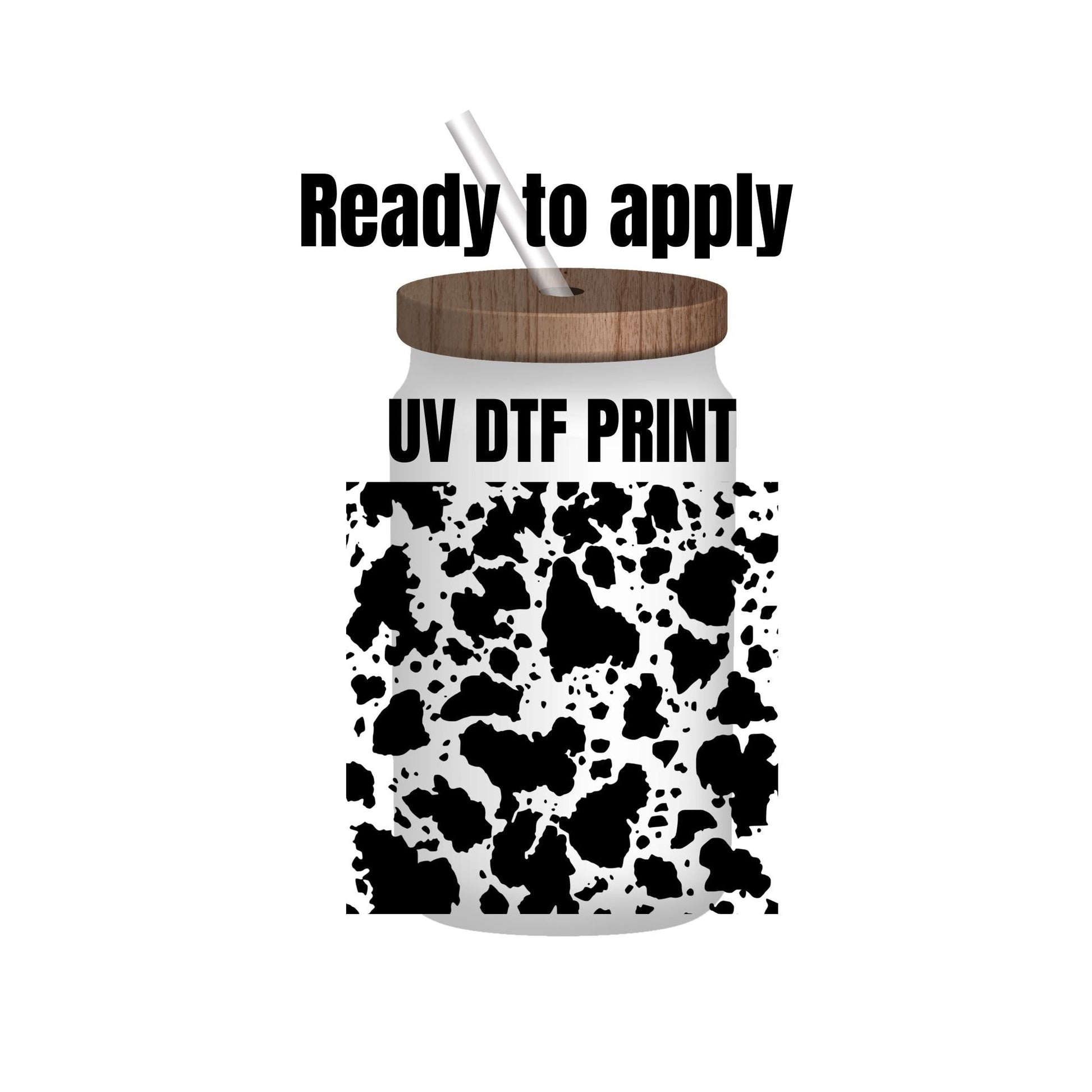 UV DTF Sticker print. Ready to apply! Cow spot element sheet. Cowhide wrap decal, tumbler decal. UV wrap for glass can tumbler. #5132