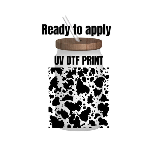 UV DTF Sticker print. Ready to apply! Cow spot element sheet. Cowhide wrap decal, tumbler decal. UV wrap for glass can tumbler. #5132