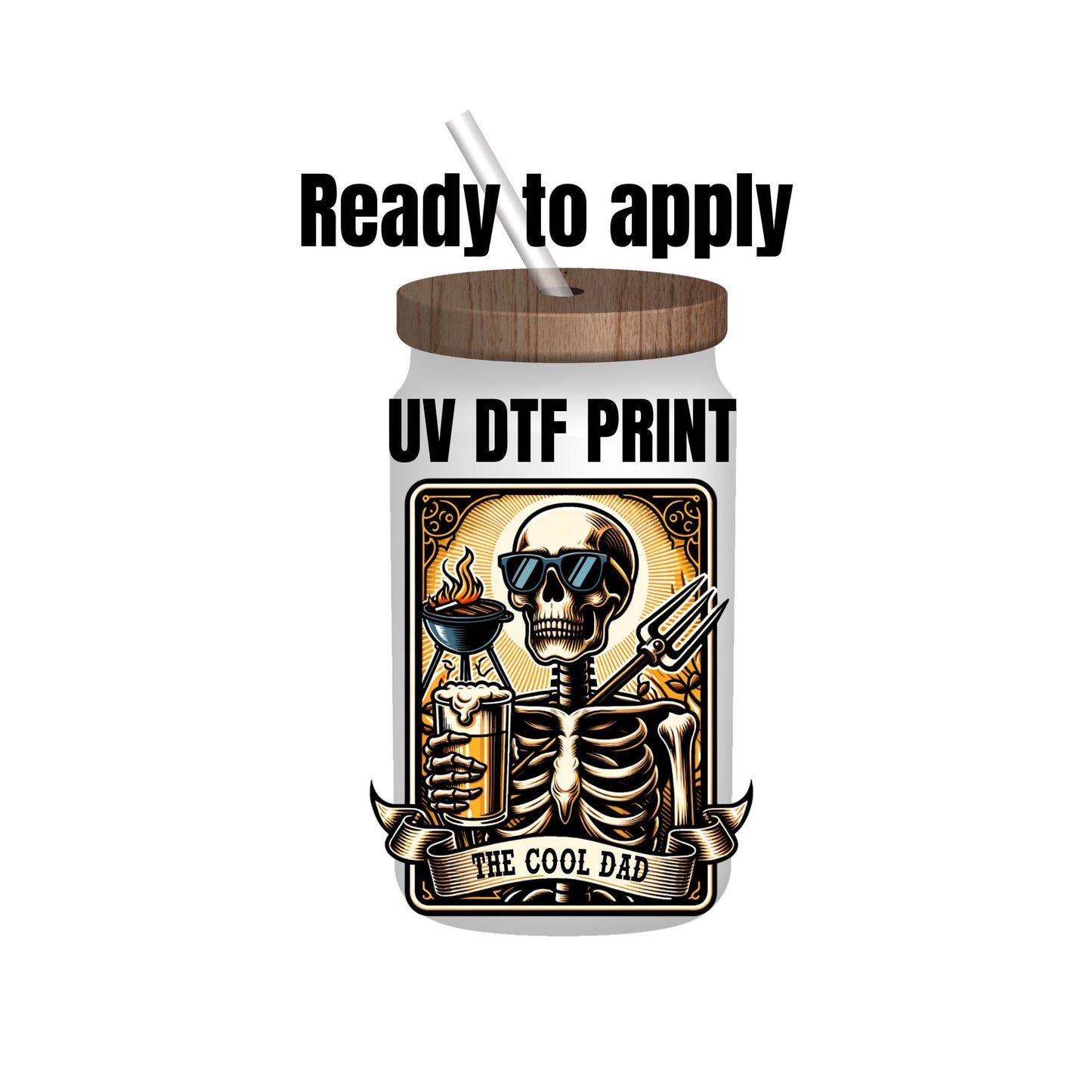 UV DTF Sticker print. The cool Dad tarot card decal, tumbler decal, permanent sticker. Uv wrap for glass can tumbler. #4162