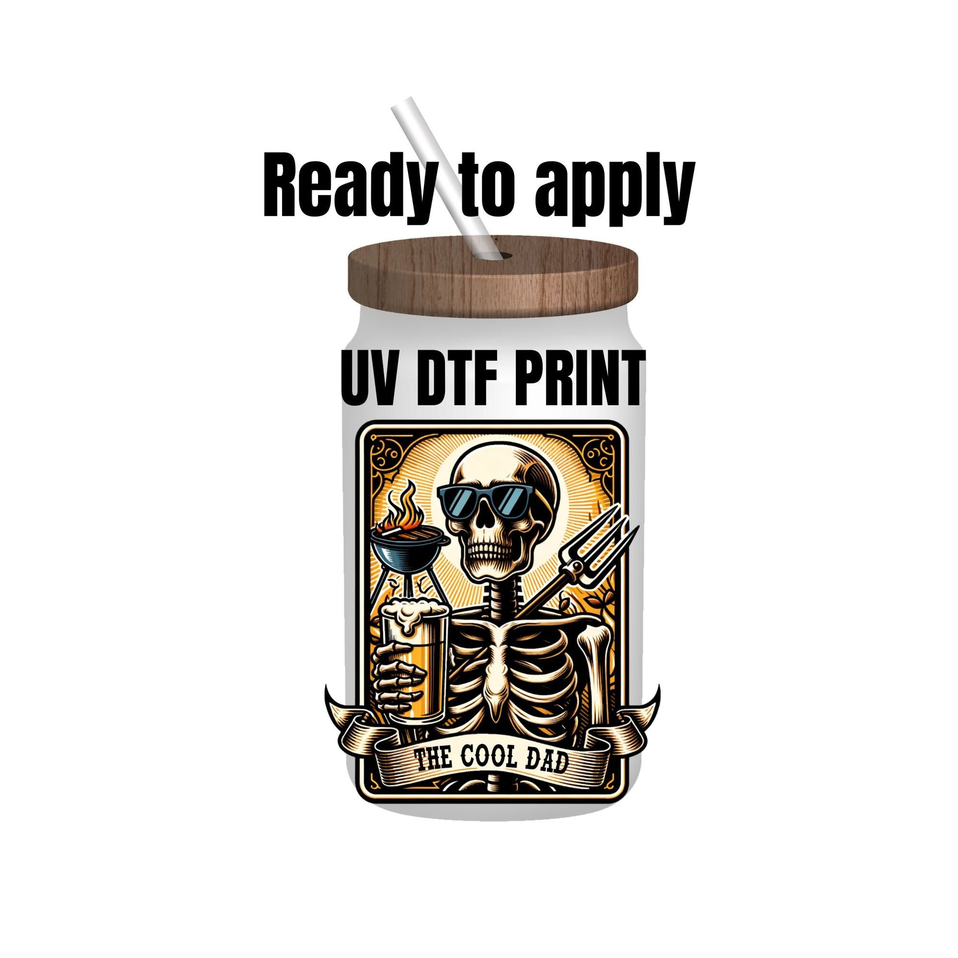 UV DTF Sticker print. The cool Dad tarot card decal, tumbler decal, permanent sticker. Uv wrap for glass can tumbler. #4162