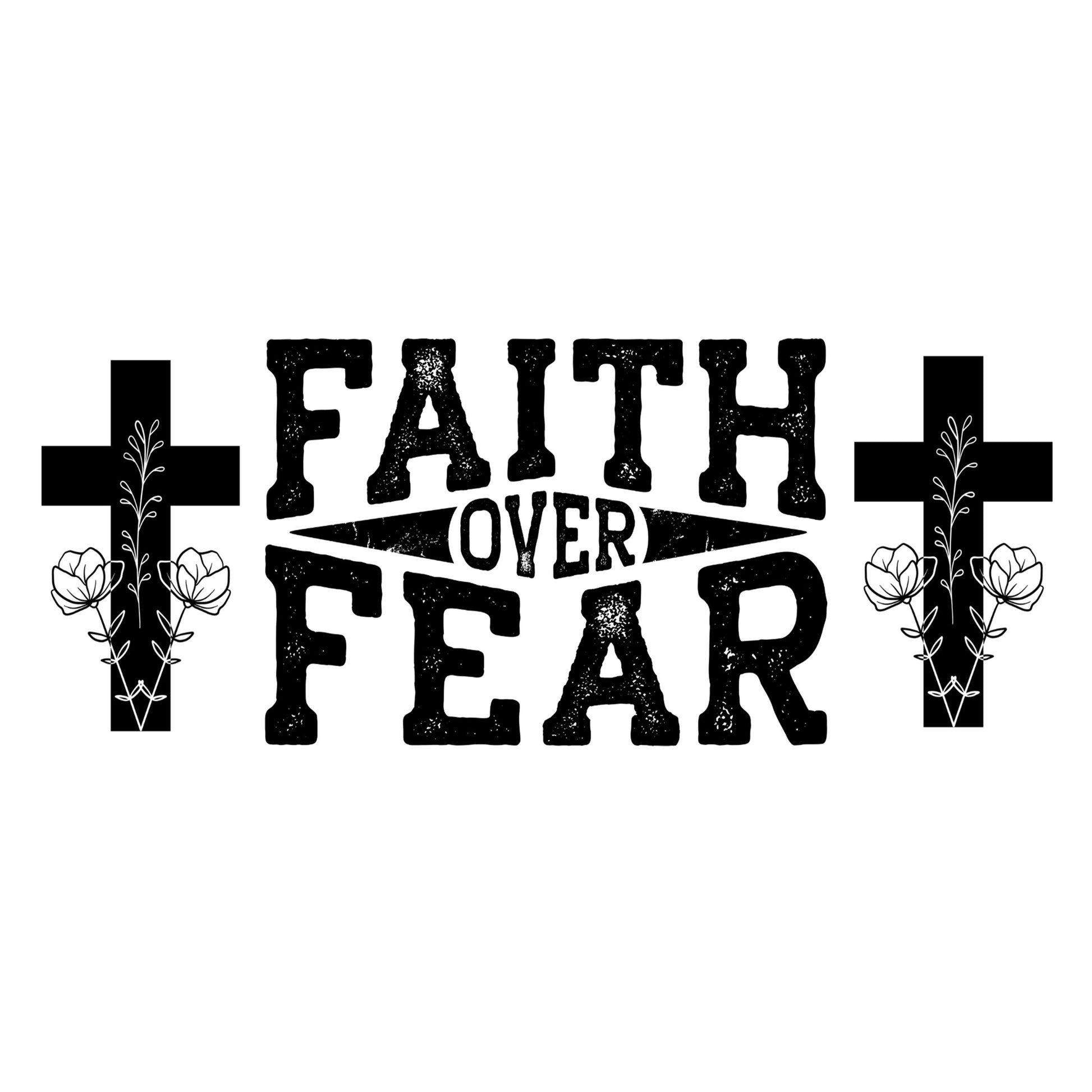 UV DTF Sticker print. Faith Over Fear wrap decal, tumbler decal. UV wrap for glass can tumbler. #5151