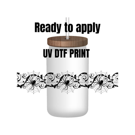 UV DTF Sticker print. Floral Border with hanging flowers wrap decal, tumbler decal. UV wrap for glass can tumbler. #10035