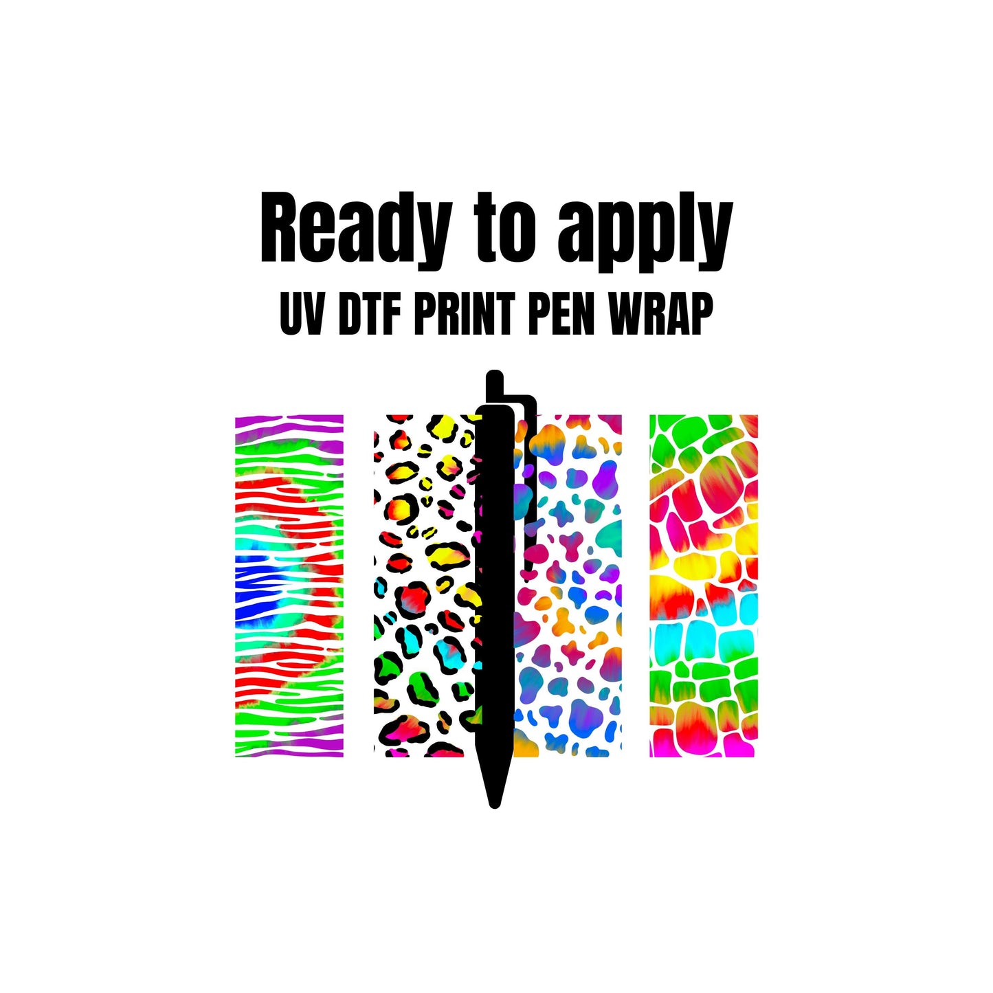 UV DTF Pen Wrap Ready To Apply Sticker Print. Tye Dye Animal prints. UV Pen wrap. #8001