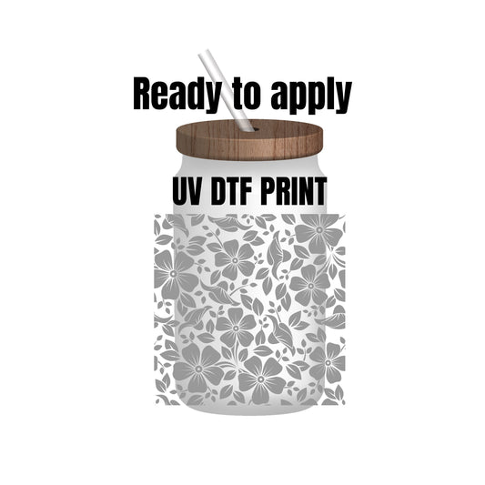 UV DTF Sticker print. Ready to apply! 5 pedal flowers element sheet. Flower wrap decal, tumbler decal. UV wrap for glass can tumbler. #5133