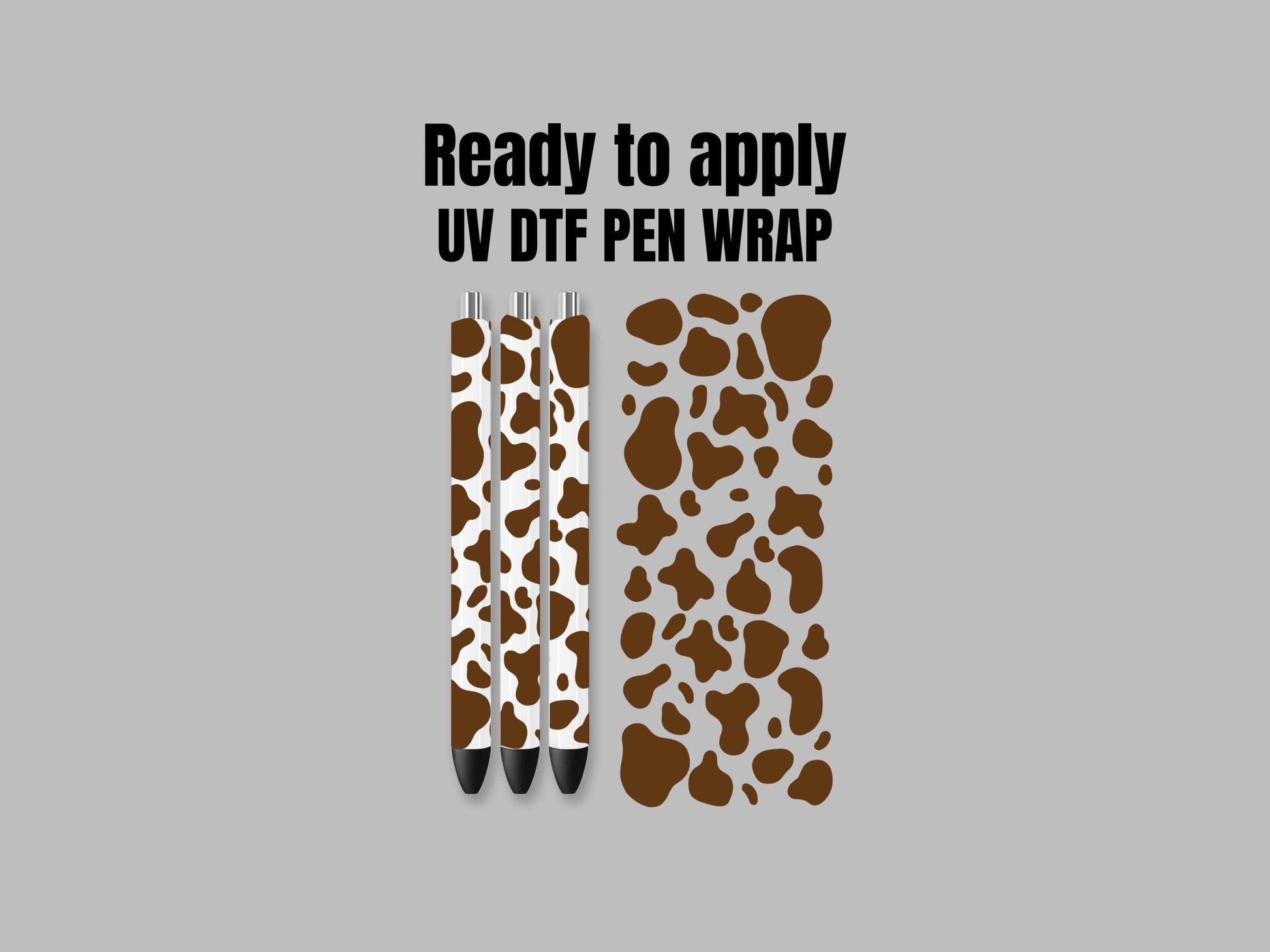 UV DTF Pen Wrap Ready To Apply Sticker Print. Brown Cow Spots. UV Pen wrap. #8002