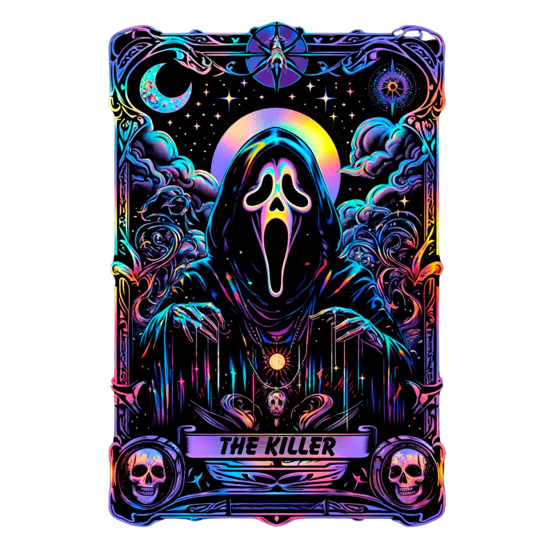 UV DTF Sticker print. Ghost face The killer tarot card decal, tumbler decal, permanent sticker. Uv wrap for glass can tumbler. #7003