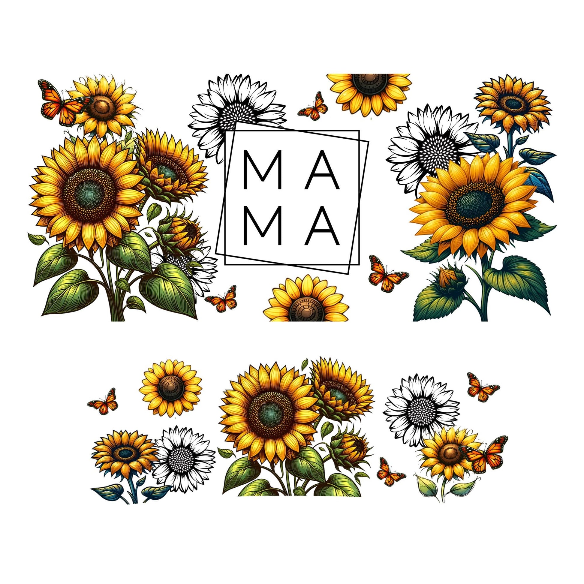 UV DTF 40 oz ready to apply Mama Sunflower wrap decal , quencher tumbler decal, permanent sticker. UV wrap quenchers . #3022