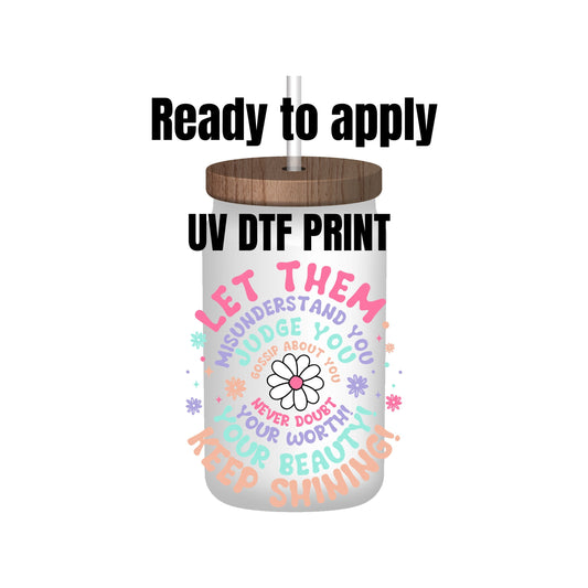 UV DTF Sticker print. Let them circle poem bubble letters decal, tumbler decal, permanent sticker. Uv wrap for glass can tumbler. #4196