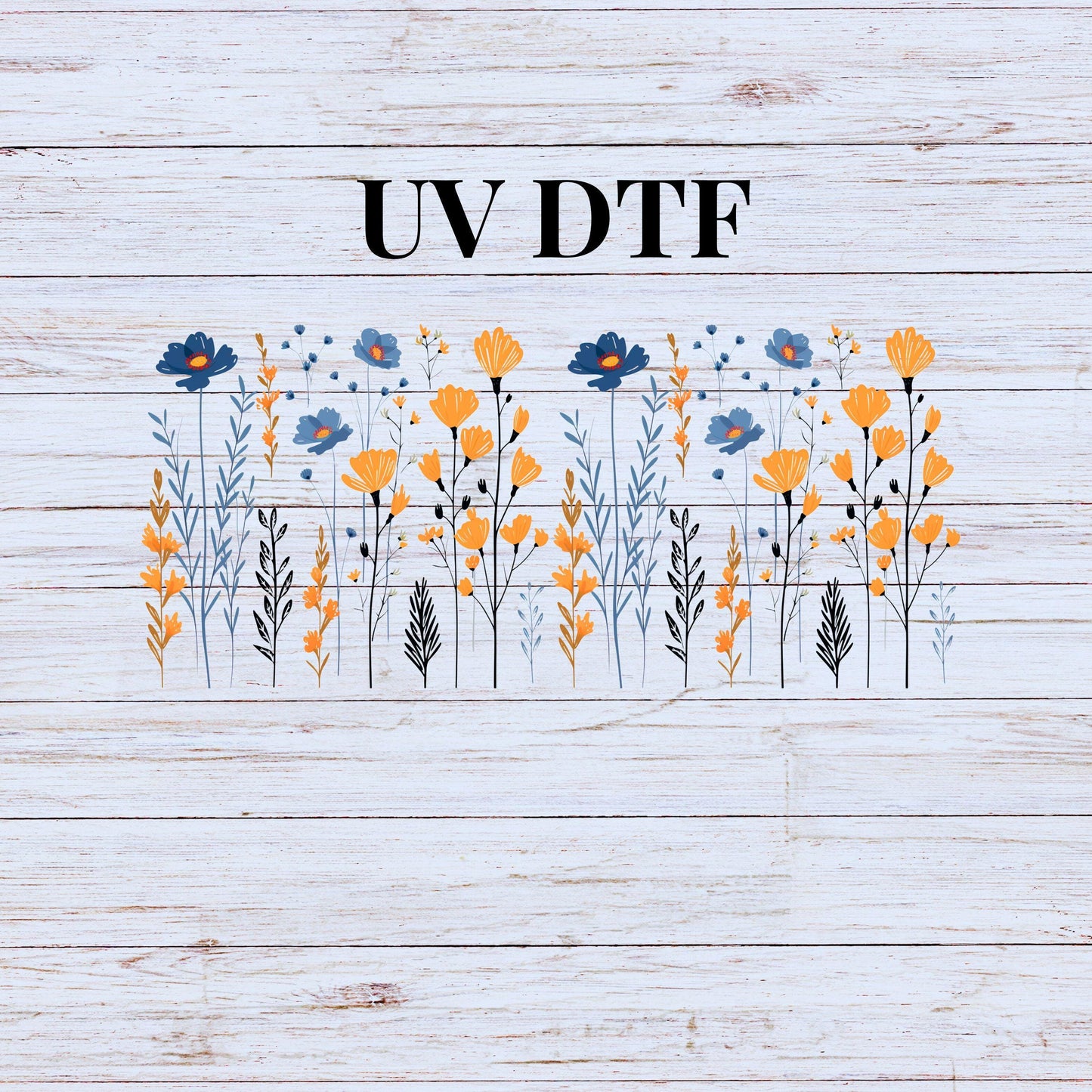 UV DTF Sticker print. Wildflowers Glass Can/Quencher wrap decal, permanent sticker. UV wrap for glass can tumbler. #5159