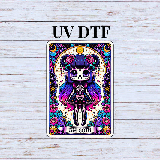 UV DTF Sticker print. The Goth tarot card decal, tumbler decal, permanent sticker. Uv wrap for glass can tumbler. #4220