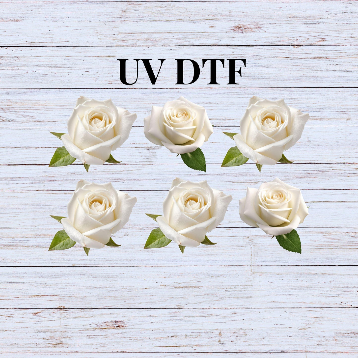 UV DTF Sticker prints. White roses element sheet bundle decal, permanent sticker. UV wrap for tumbler. #10060