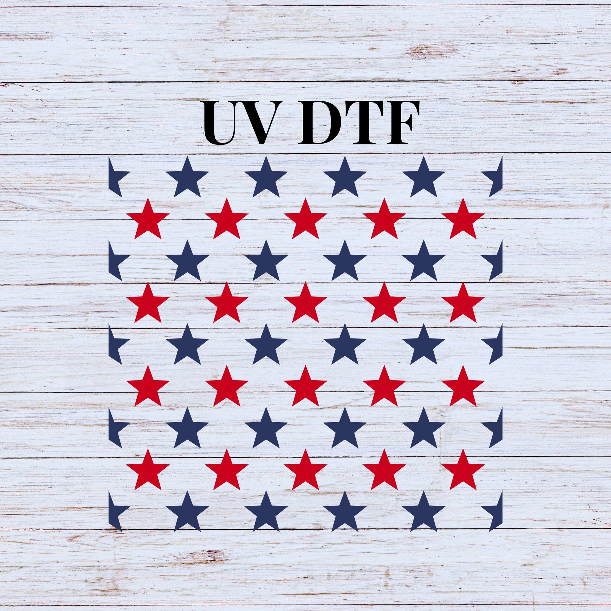 UV DTF Sticker prints. Red and Blue stars element sheet bundle decal, permanent sticker. UV wrap for glass can tumbler. #10063