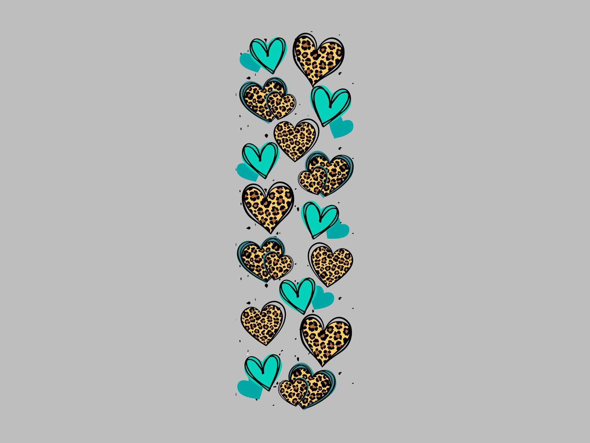 UV DTF Pen Wrap Ready To Apply Sticker Print. Teal Cheetah Heart Clear Backing Uv Pen wrap. #8014