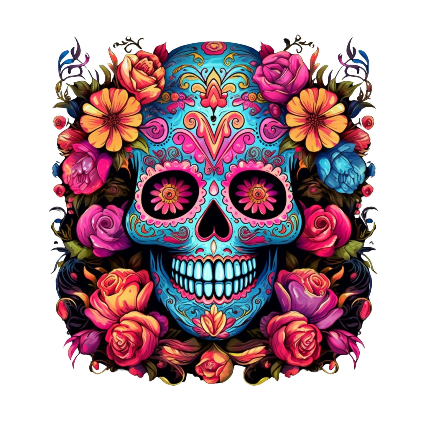 UV DTF Sticker print. Sugar skull #2 wrap decal, tumbler decal, permanent sticker. UV wrap for glass can tumbler. #5167