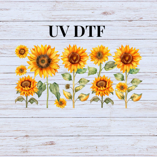 UV DTF Sticker print. Sunflower glass can wrap decal, tumbler decal. UV wrap for glass can tumbler. #5179