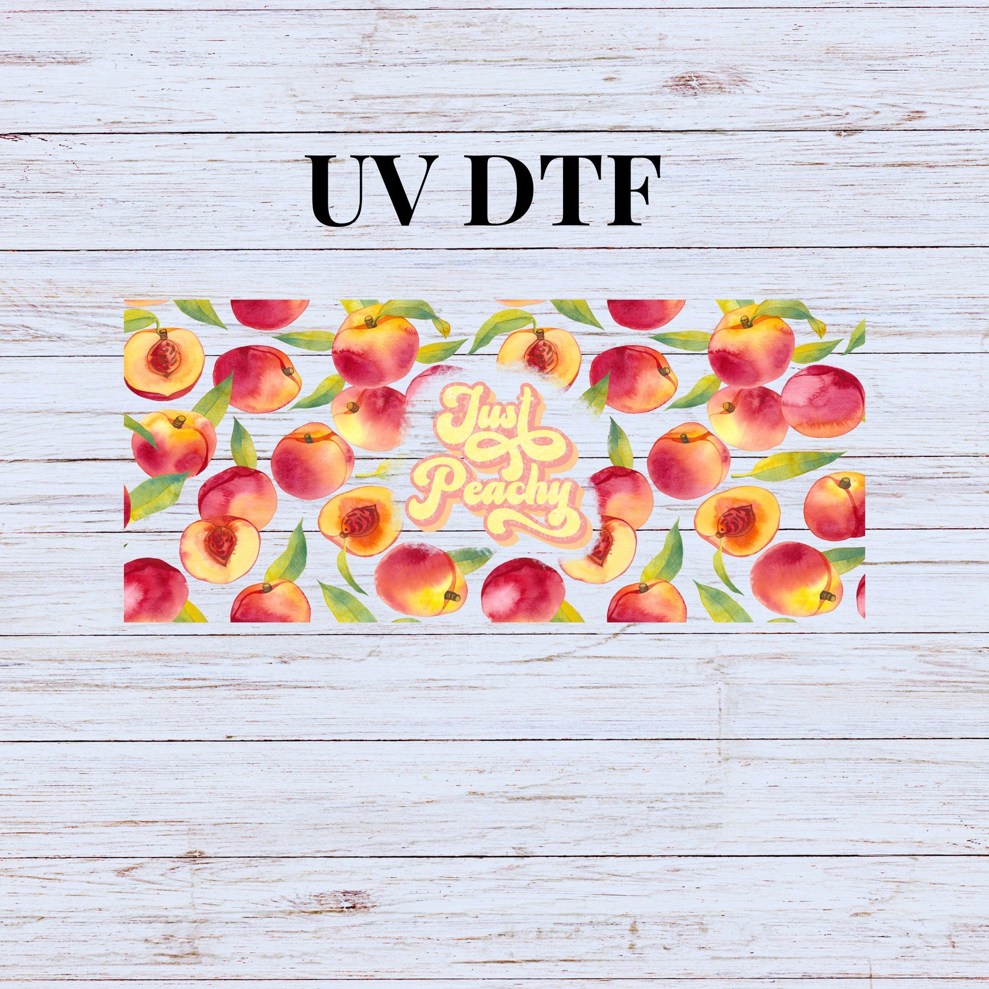UV DTF Sticker print. Just Peachy wrap decal, glass can tumbler decal. UV wrap for glass can tumbler. #5188