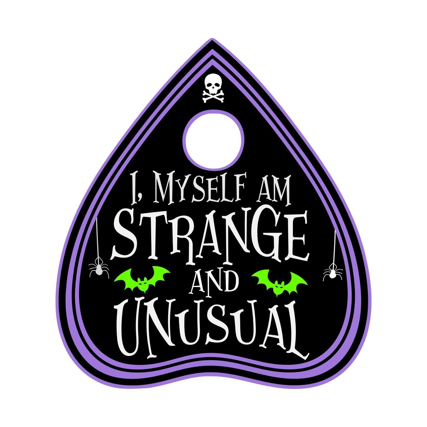 UV DTF Sticker print I myself am strange and unusual white and purple accents decal, tumbler decal, permanent sticker. #4245