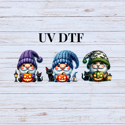 UV DTF Sticker print. Gnome Halloween Hat Bundle decal, tumbler decal. UV wrap for glass can tumbler.#7094