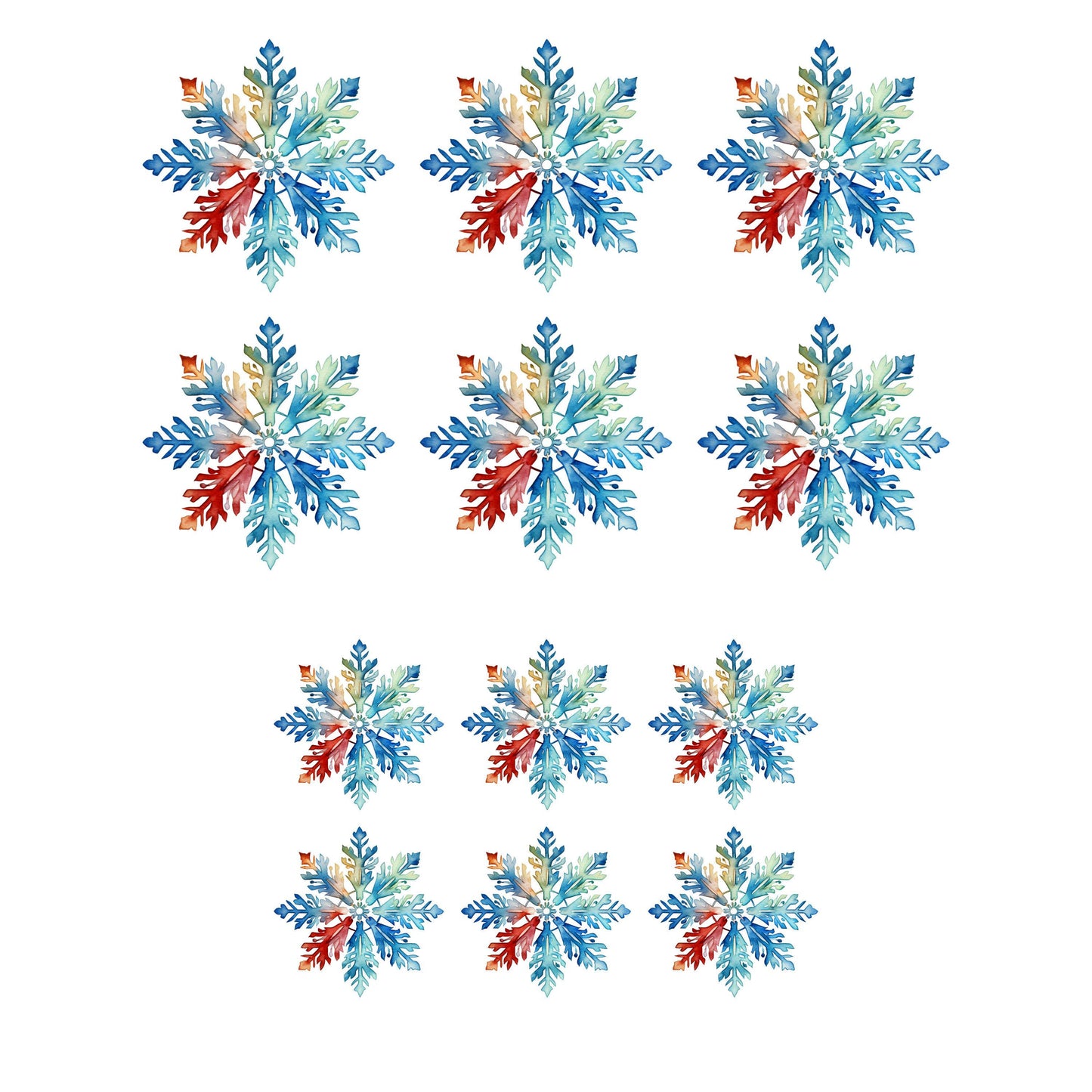 UV DTF Sticker print. Rainbow snowflake Christmas star bundle of 6 decals, tumbler decal. UV wrap for glass can tumbler.#7098