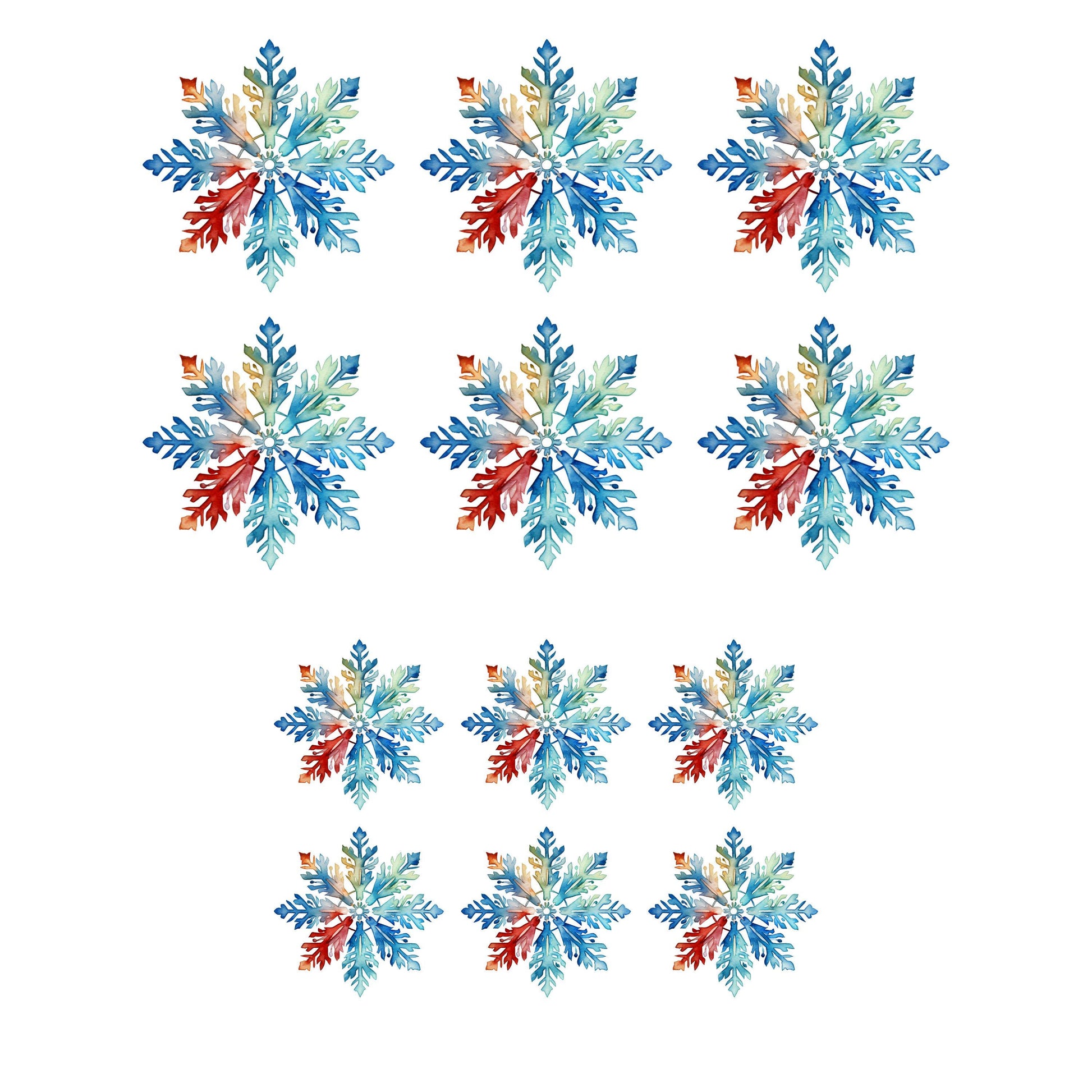 UV DTF Sticker print. Rainbow snowflake Christmas star bundle of 6 decals, tumbler decal. UV wrap for glass can tumbler.#7098