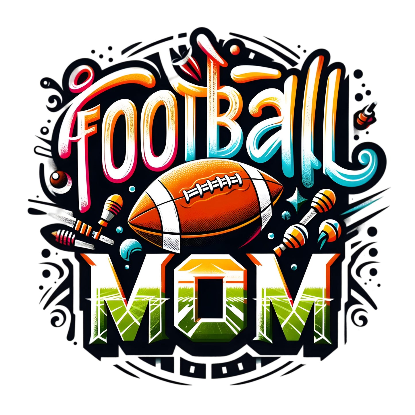 UV DTF Sticker print. Football Mom decal with colorful colors, tumbler decal, permanent sticker, tumbler. #9015