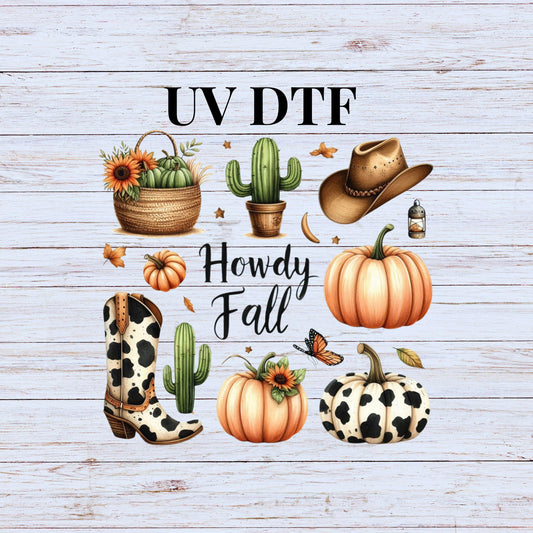 UV DTF Sticker print Fall Western Element sheet decal, tumbler decal, permanent sticker. Uv wrap for glass can tumbler. #7070