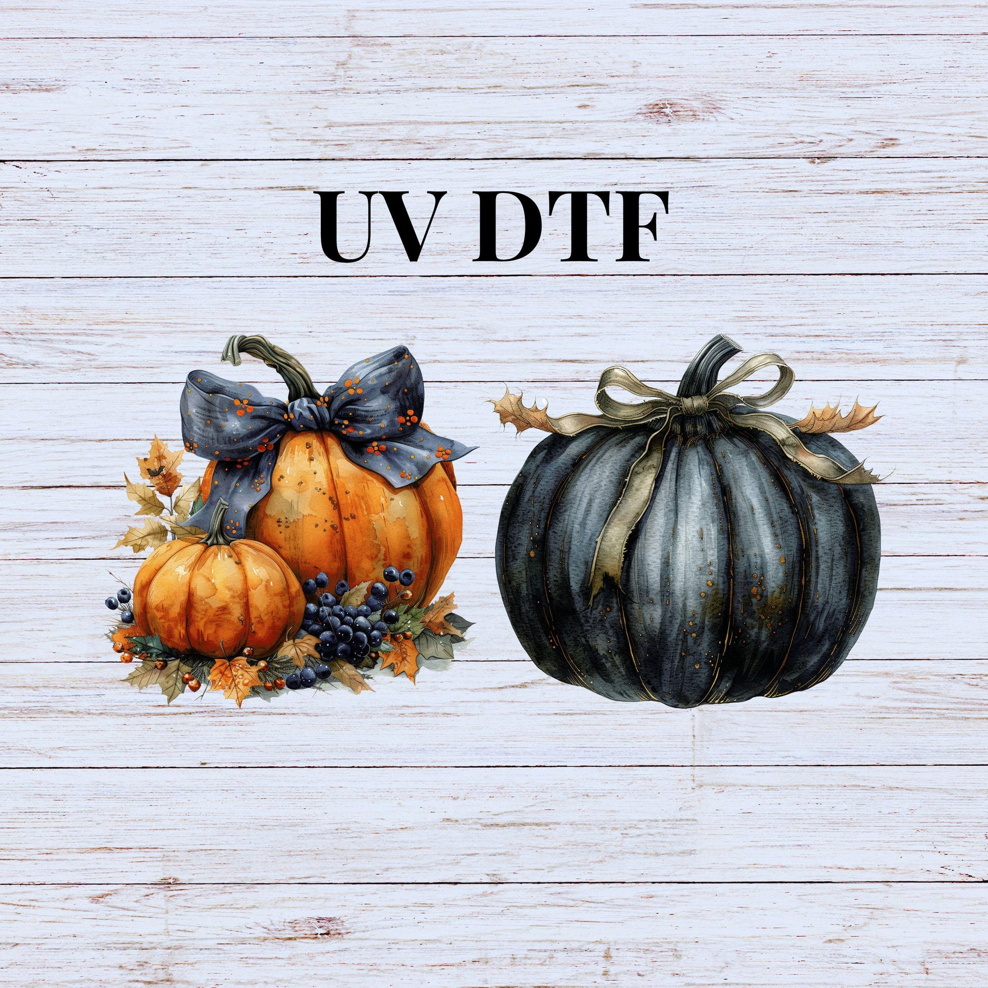 UV DTF Sticker print Grungy Pumpkin Set Halloween and fall decal, tumbler decal, permanent sticker. Uv wrap for glass can tumbler. #7135