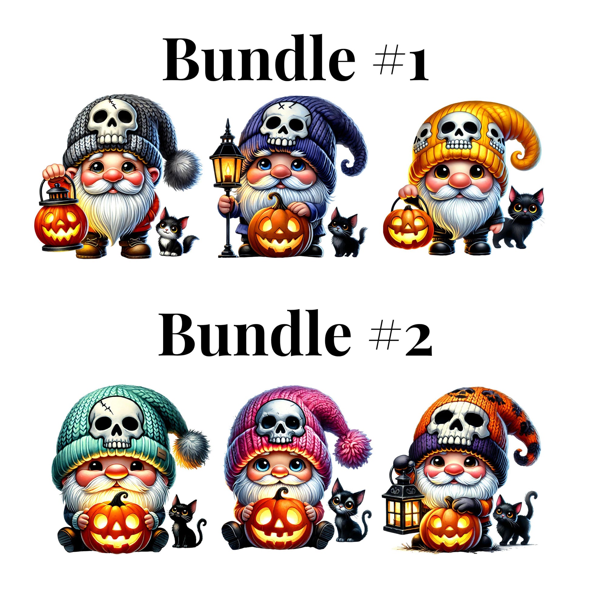 UV DTF Sticker print. Gnome Halloween Skull Hat Bundle decal, tumbler decal. UV wrap for glass can tumbler.#7095