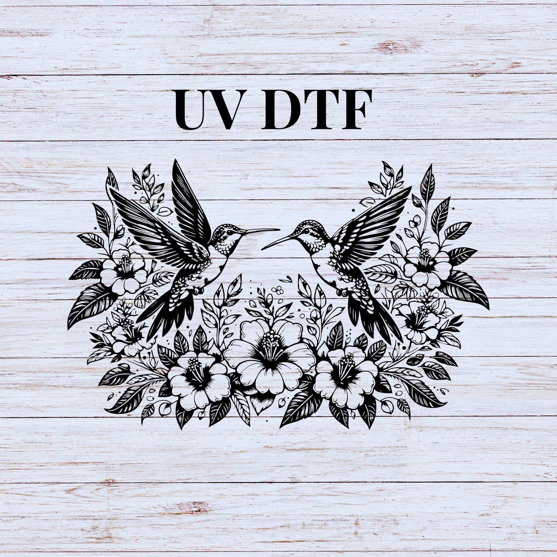 UV DTF Sticker print Hummingbird black outline decal, tumbler decal, permanent sticker. #10077