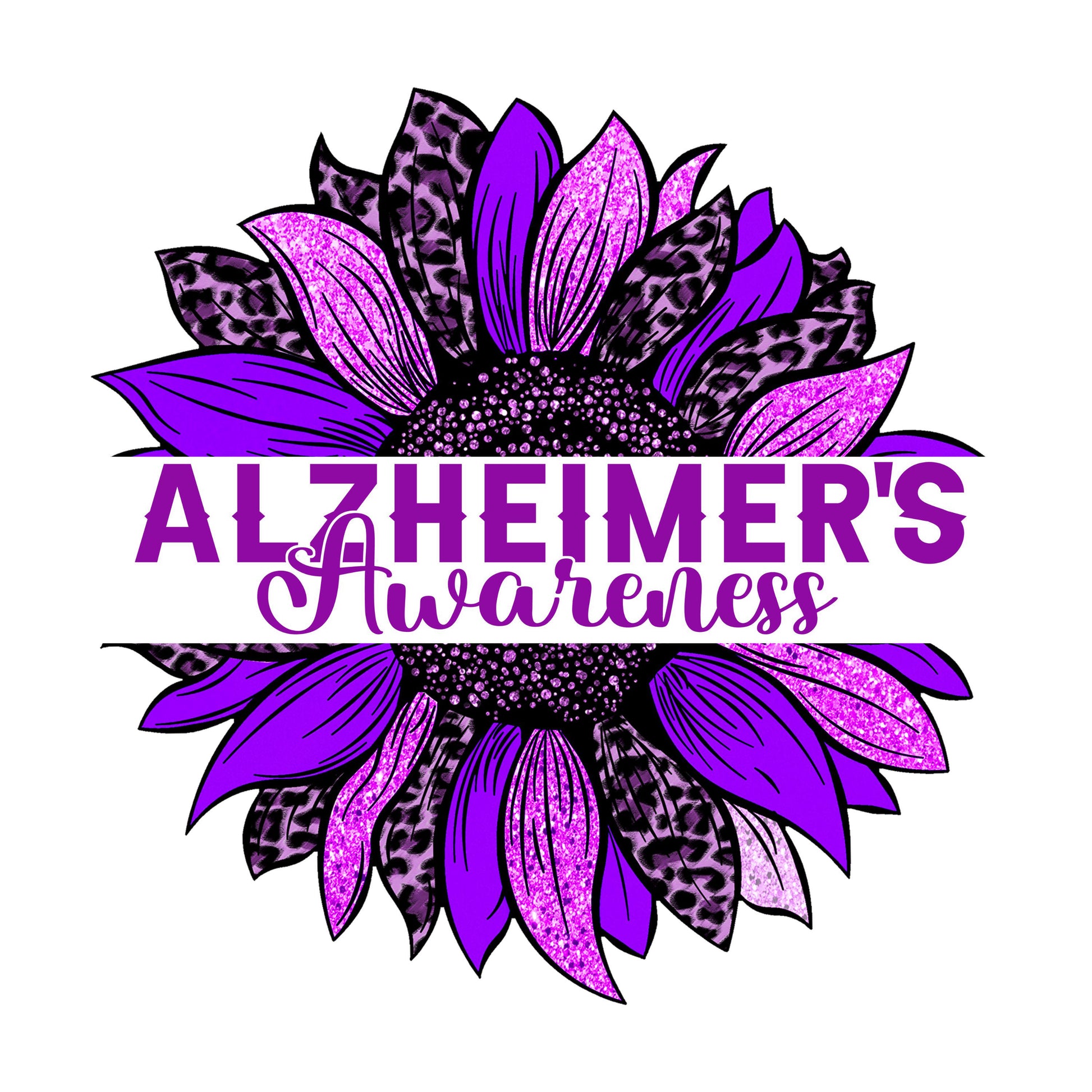 UV DTF Sticker print Alzheimer's Awareness purple sunflower ready to apply decal, tumbler decal, permanent sticker. Uv wrap tumbler.#4277