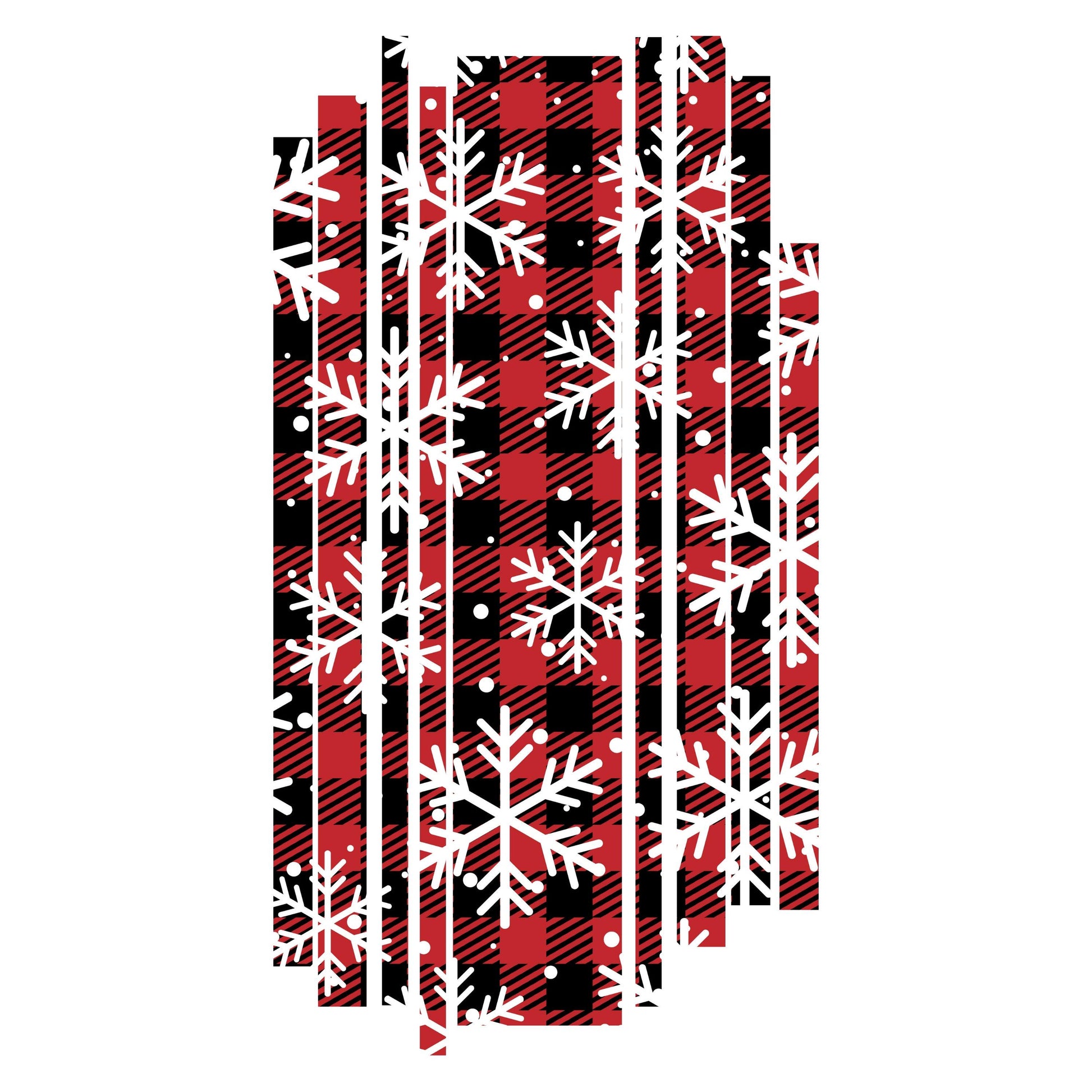 UV DTF Sticker print. Buffalo Check Strips with snowflakes decal, tumbler decal. UV wrap for glass can tumbler.#7097