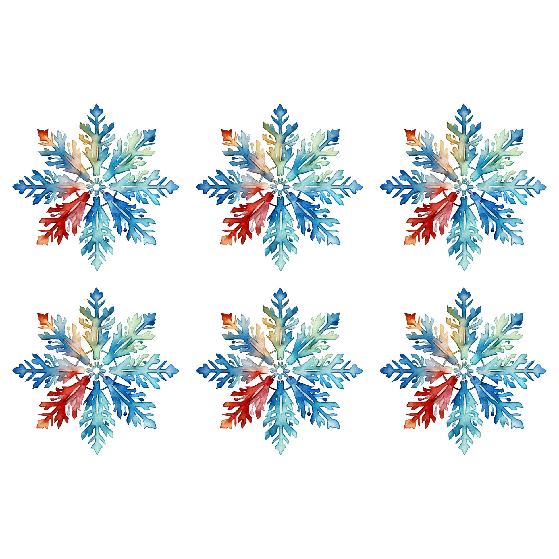 UV DTF Sticker print. Rainbow snowflake Christmas star bundle of 6 decals, tumbler decal. UV wrap for glass can tumbler.#7098