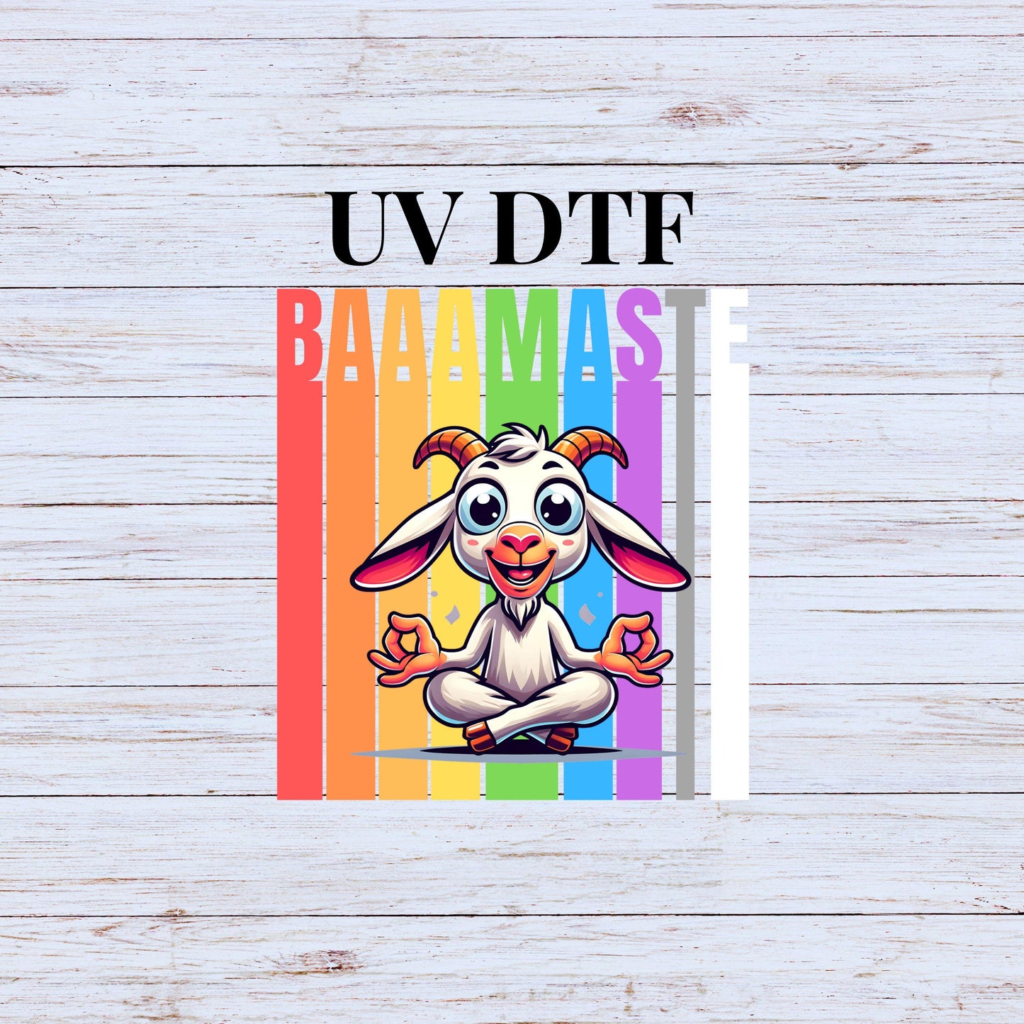 UV DTF Sticker print. Baaamaste funny goat decal, tumbler decal. UV wrap for glass can tumbler.#1043