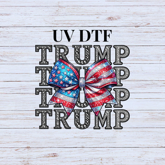 UV DTF Sticker print. Rhinestone Trump Girl decal, tumbler decal, permanent sticker. Uv wrap for glass can tumbler. #4284