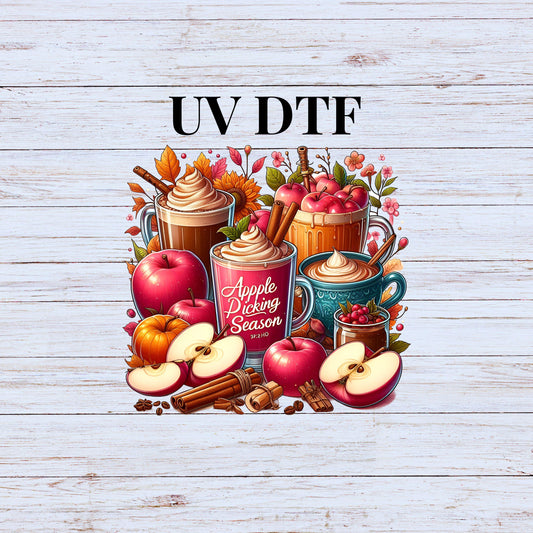 UV DTF Sticker print Apple Picking season fall grouping decal, tumbler decal, permanent sticker. #7176
