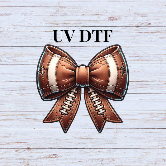 UV DTF Sticker print. Football Bow decal, tumbler decal, permanent sticker, tumbler. #9021