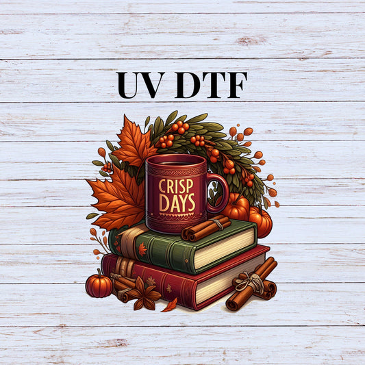 UV DTF Sticker print Crisp Days fall grouping decal, tumbler decal, permanent sticker. #7182