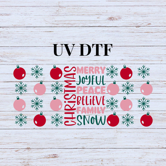 UV DTF Sticker print Christmas words sayings element sheet or wrap decal, tumbler decal, permanent sticker. #7131