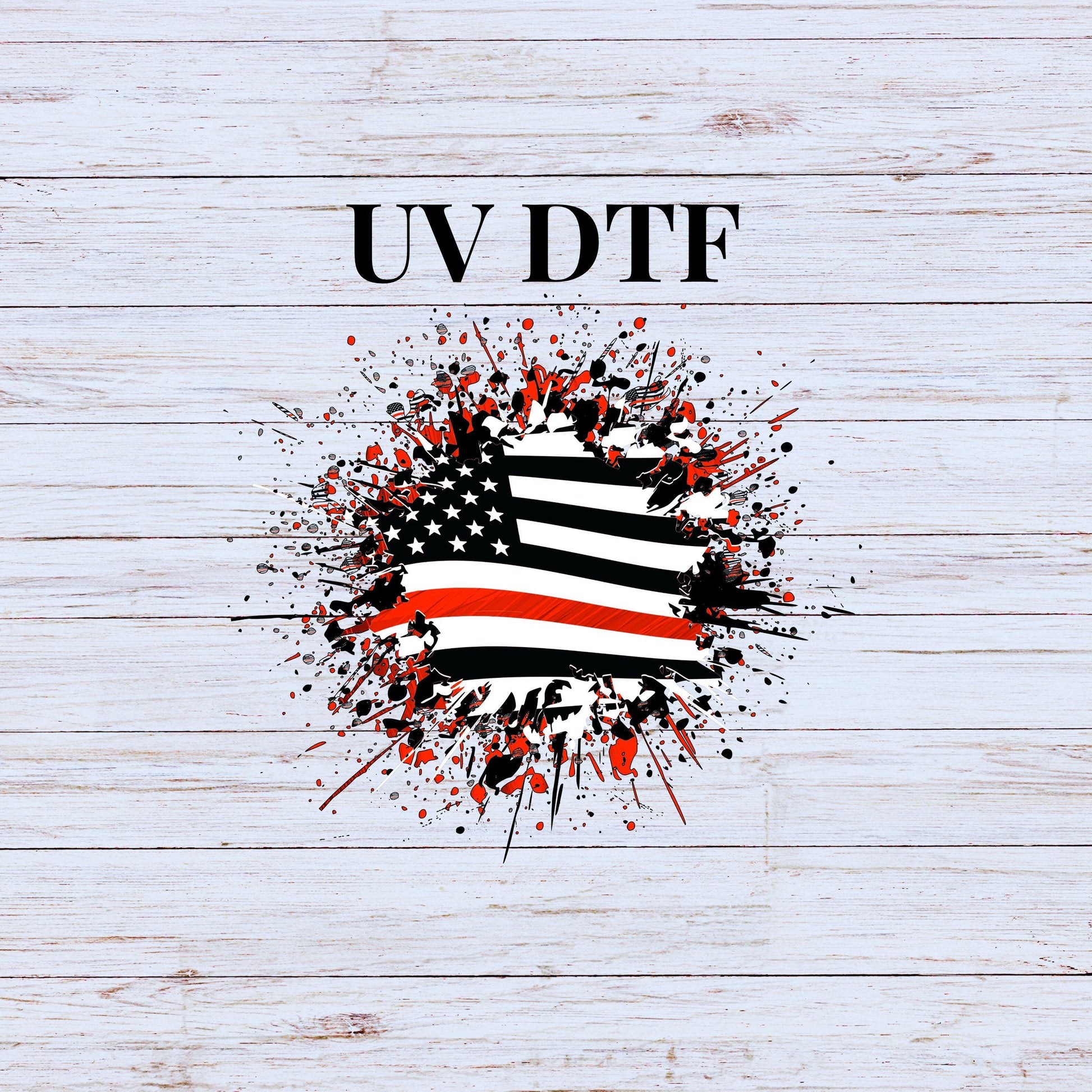 UV DTF Sticker print. Fireman Flag splatter decal, tumbler decal, permanent sticker, tumbler. #10093