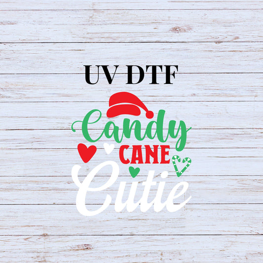 UV DTF Sticker print Candy Cane Cutie decal, tumbler decal, permanent sticker. #7191