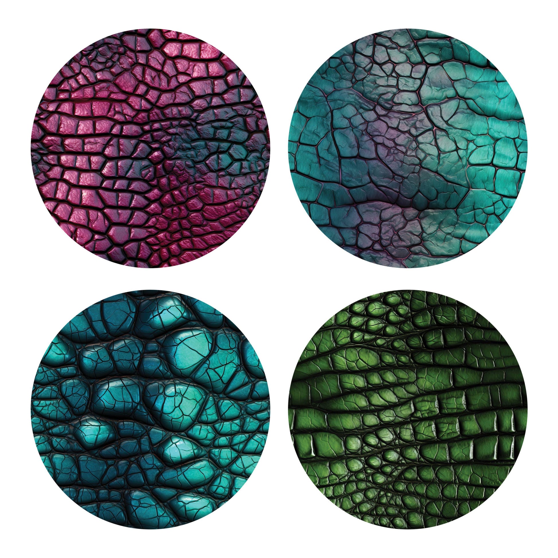 UV DTF Sticker print Leather Snake Skin Alligator Christmas 4pk round Christmas Ornament decals, tumbler decal, permanent sticker.#7196