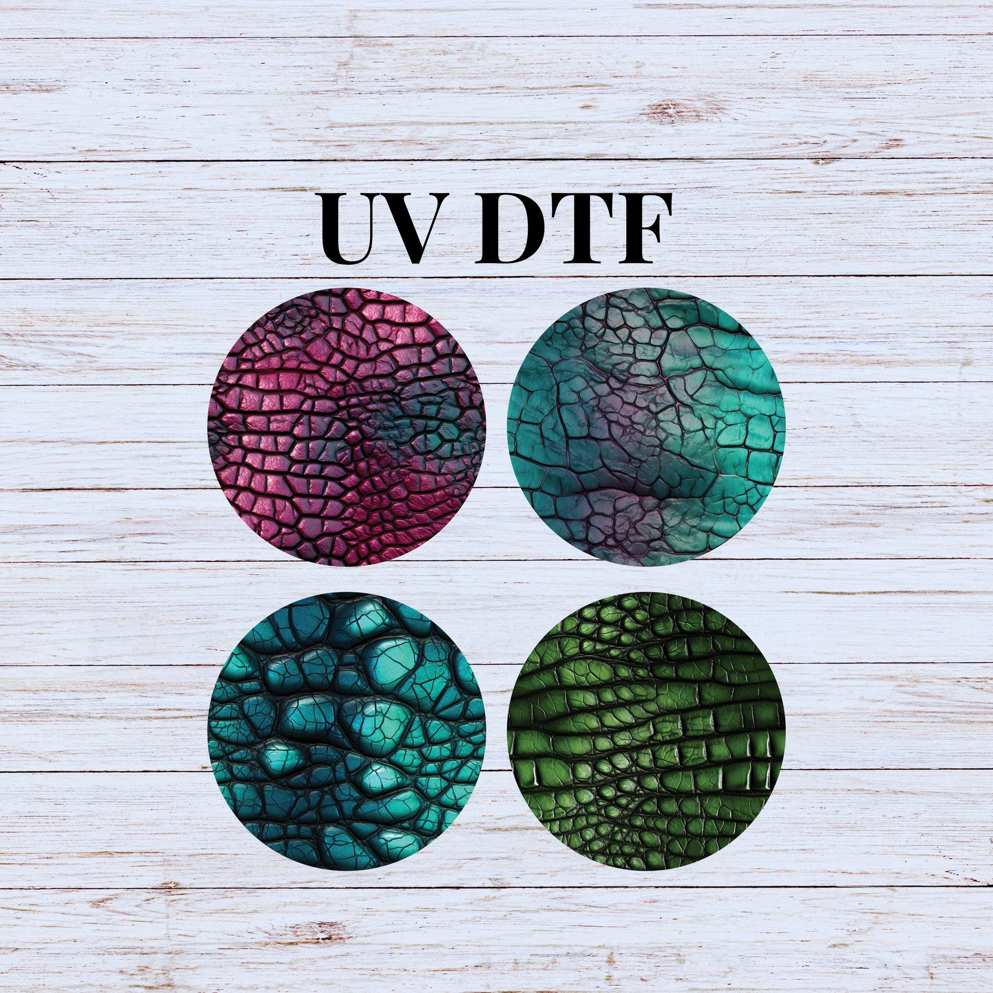 UV DTF Sticker print Leather Snake Skin Alligator Christmas 4pk round Christmas Ornament decals, tumbler decal, permanent sticker.#7196