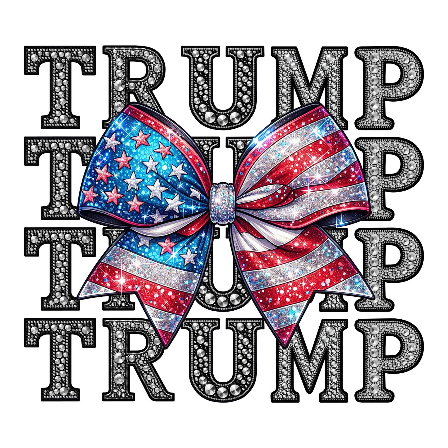 UV DTF Sticker print. Rhinestone Trump Girl decal, tumbler decal, permanent sticker. Uv wrap for glass can tumbler. #4284