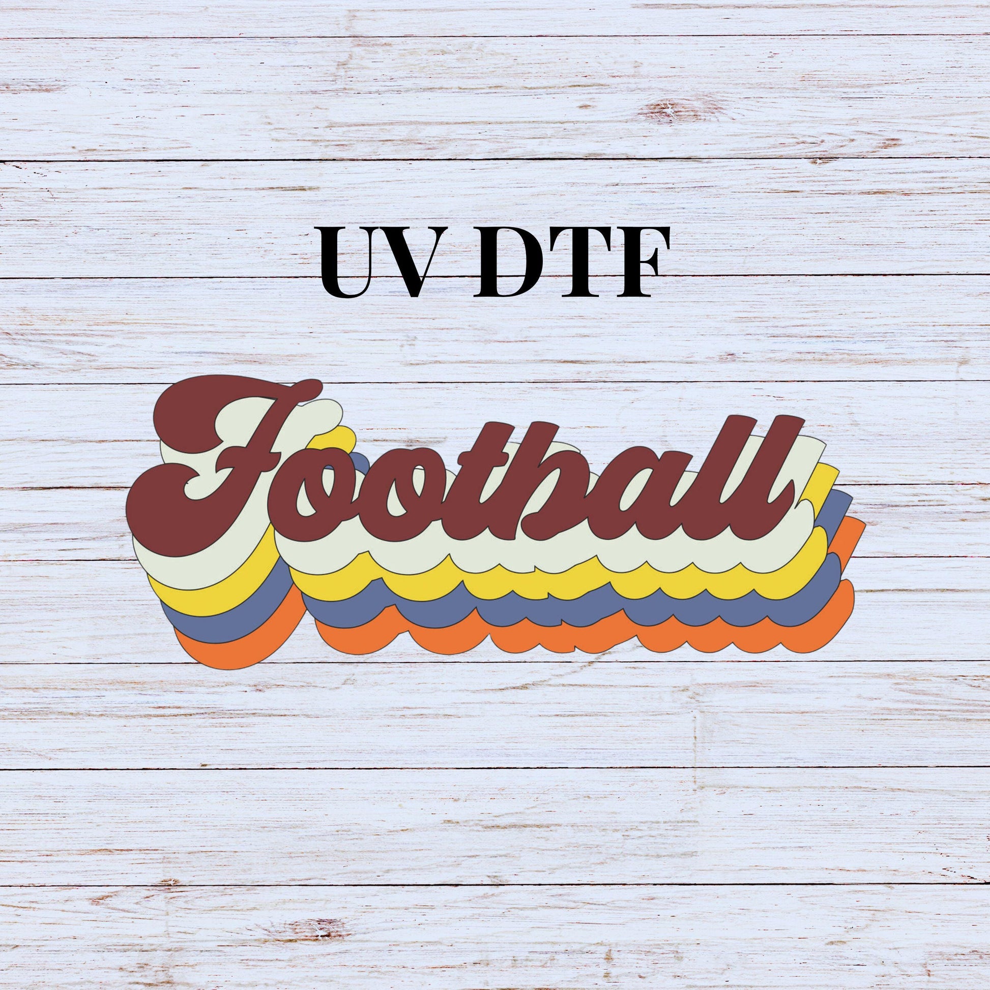 UV DTF Sticker print Retro Football decal, tumbler decal, permanent sticker. #9022