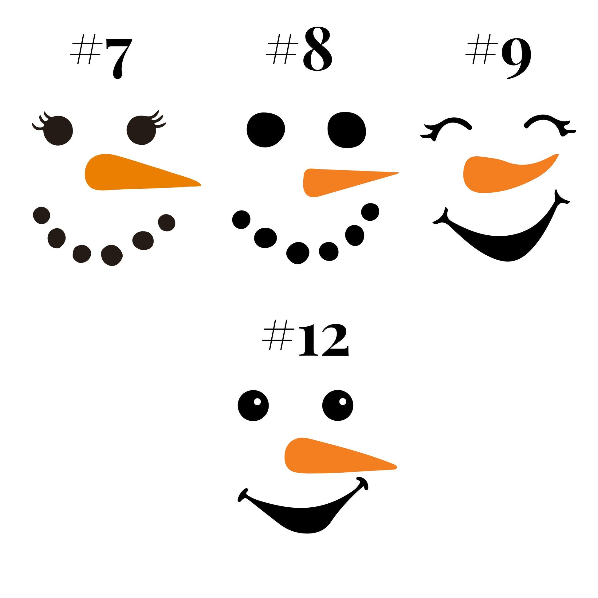 UV DTF Sticker print. 10 different Snowman faces Christmas ornament decal, tumbler decal. UV wrap for glass can tumbler.#7198