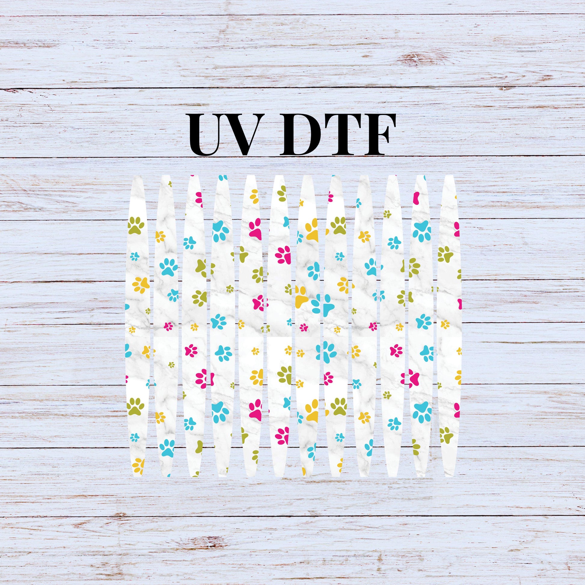 UV DTF Sticker print. Dog Paws and marble look stripe pattern template wrap for 20 oz tumblers or diy project made with UV dtf decals. #5221