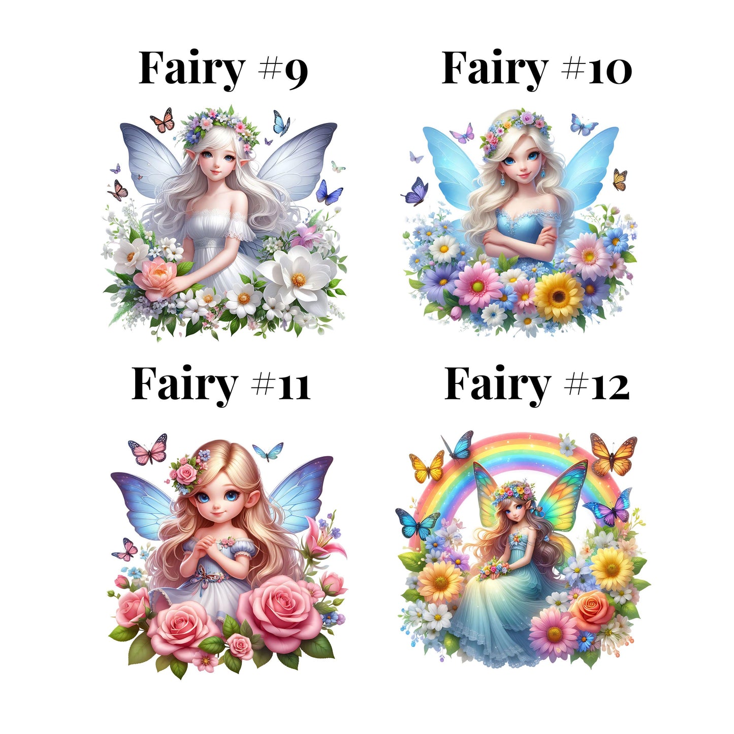 UV DTF Sticker print. 24 different Watercolor Fairy decals, tumbler decal, permanent sticker, tumbler. #10094